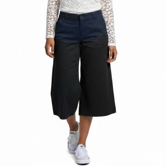 Banana Republic Navy Martin Stretch Wide Leg Cropped Capris. Size 2 - Picture 1 of 9